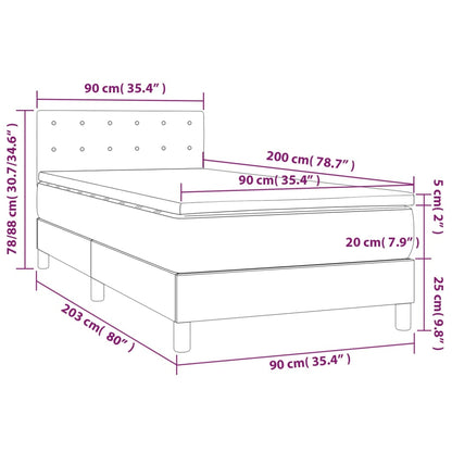 Giroletto a Molle con Materasso e LED Crema 90x200cm Similpelle | homemem39
