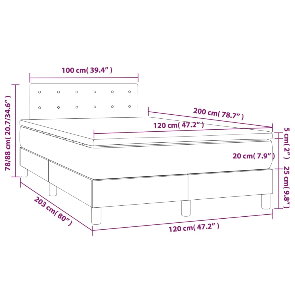 Giroletto Molle con Materasso e LED Crema 120x200cm Similpelle | homemem39