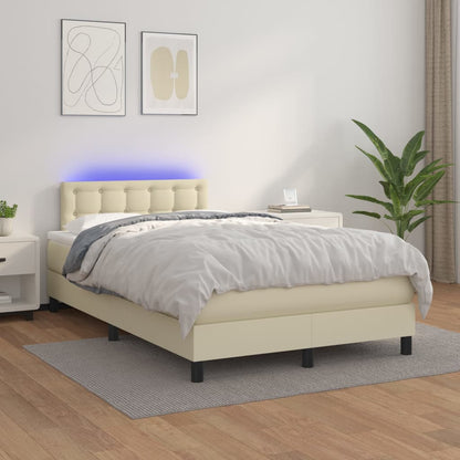 Giroletto Molle con Materasso e LED Crema 120x200cm Similpelle | homemem39