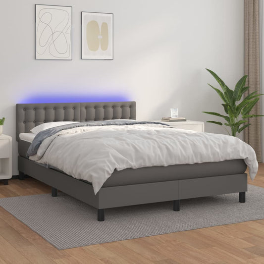 Giroletto Molle con Materasso e LED Grigio 140x190cm Similpelle - homemem39