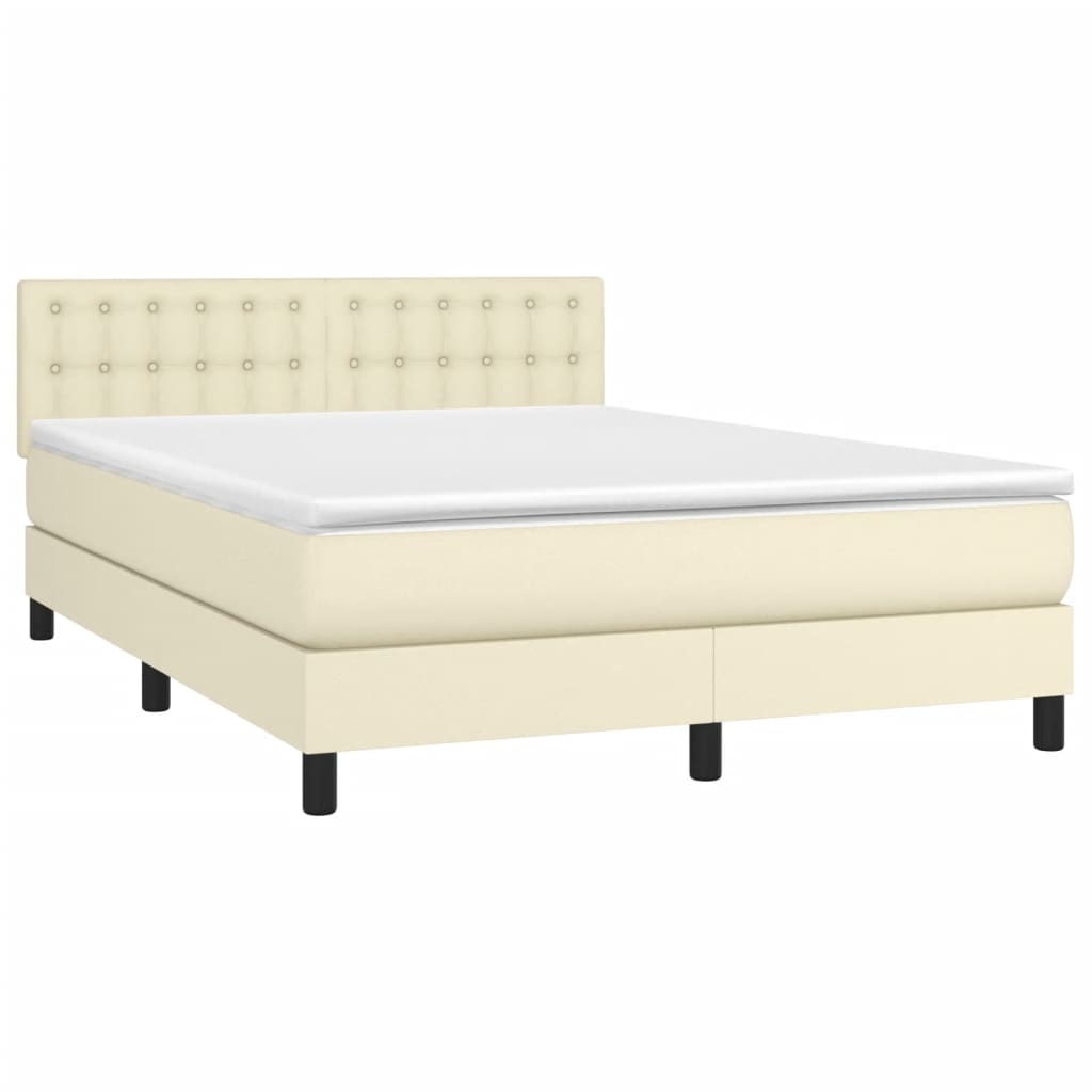 Giroletto a Molle con Materasso e LED Crema 140x200 cm | homemem39