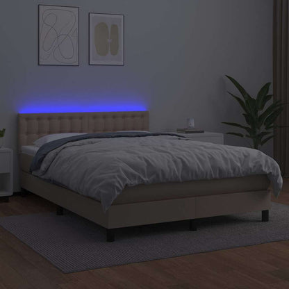 Giroletto Molle Materasso e LED Cappuccino Similpelle