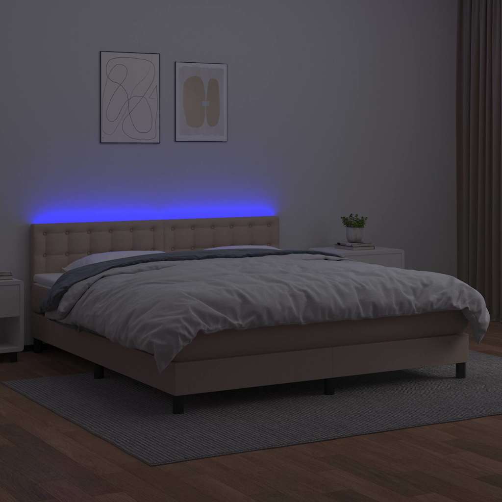 Giroletto Molle Materasso e LED Cappuccino Similpelle