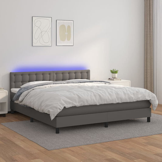 Giroletto Molle con Materasso e LED Grigio 180x200cm Similpelle - homemem39