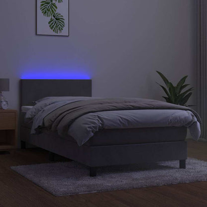 Letto a Molle con Materasso e LED Grigio Chiaro 80x200 cm