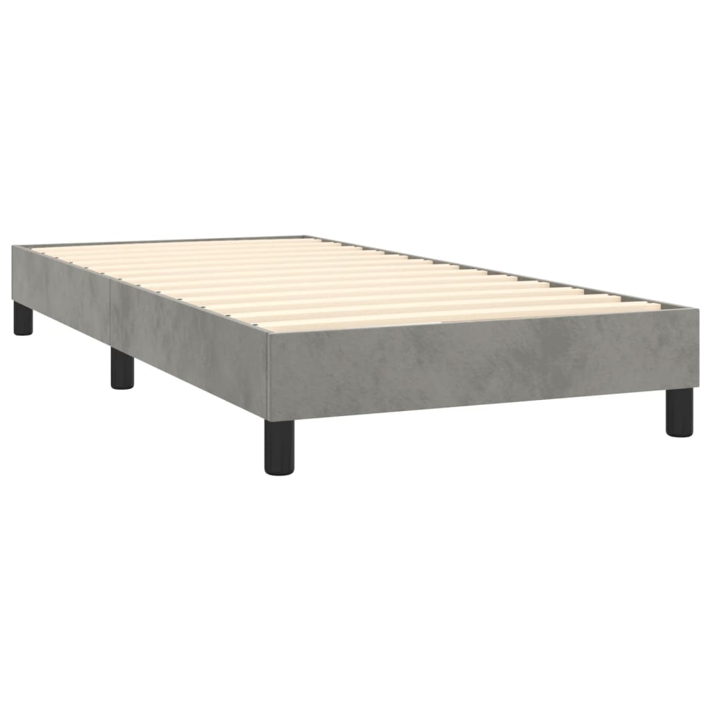Letto a Molle con Materasso e LED Grigio Chiaro 100x200 cm Velluto | homemem39