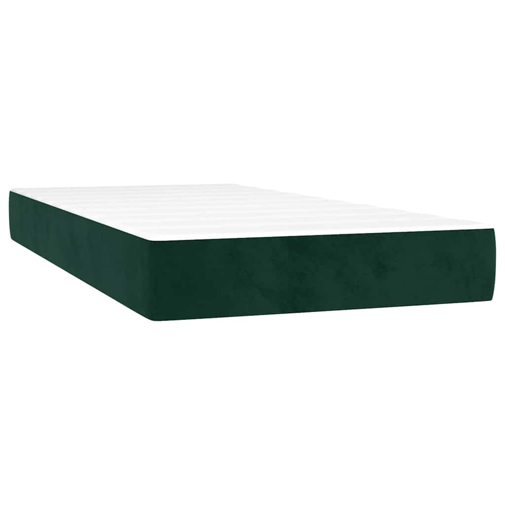 Letto a Molle con Materasso e LED Verde Scuro 100x200cm Velluto