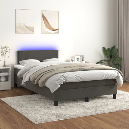 Letto a Molle con Materasso e LED Grigio Scuro 120x200 cm - homemem39
