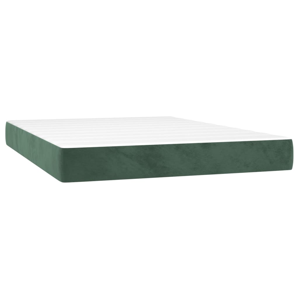 Letto a Molle con Materasso e LED Verde Scuro 140x190cm Velluto - homemem39