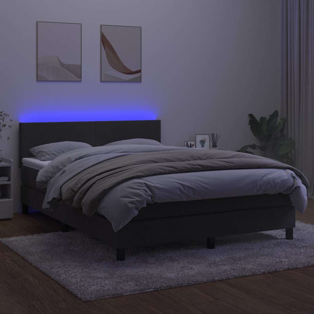 Letto a Molle con Materasso e LED Grigio Scuro 140x200 cm