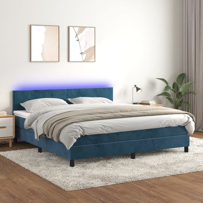 Letto a Molle con Materasso e LED Blu Scuro 180x200 cm - homemem39