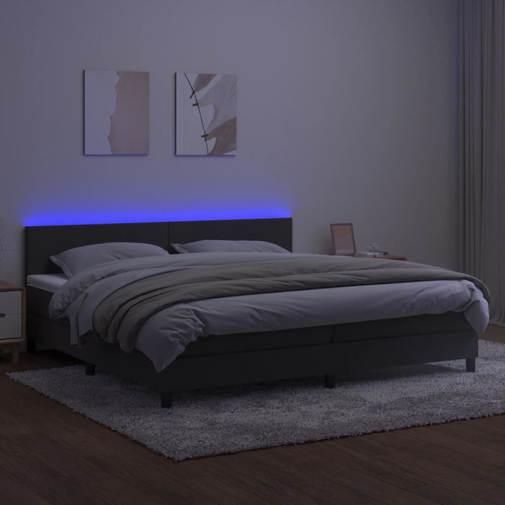 Letto a Molle con Materasso e LED Grigio Scuro 200x200 cm - homemem39