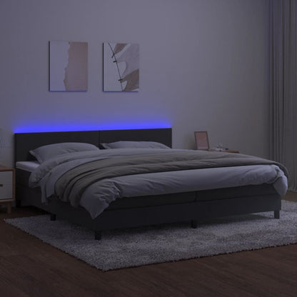 Letto a Molle con Materasso e LED Grigio Scuro 200x200 cm - homemem39
