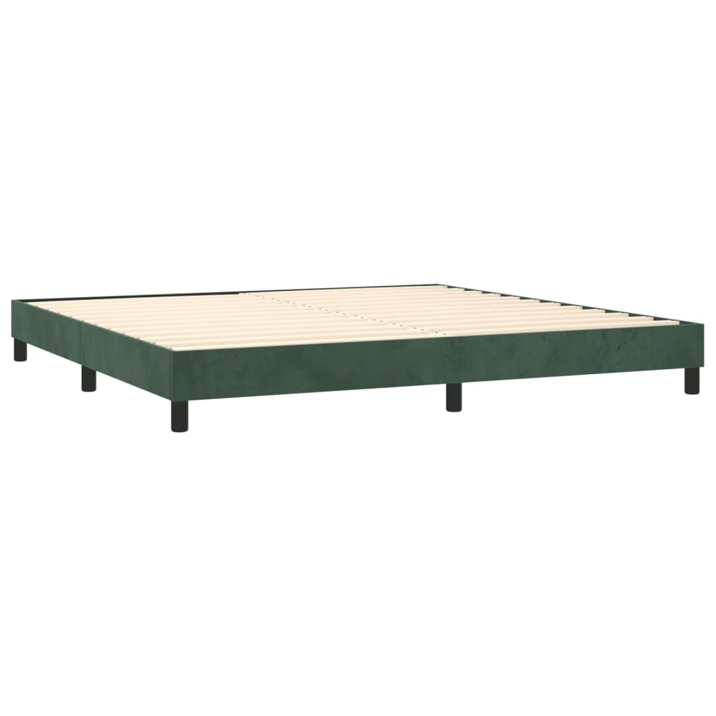 Letto a Molle con Materasso e LED Verde Scuro 200x200cm Velluto - homemem39