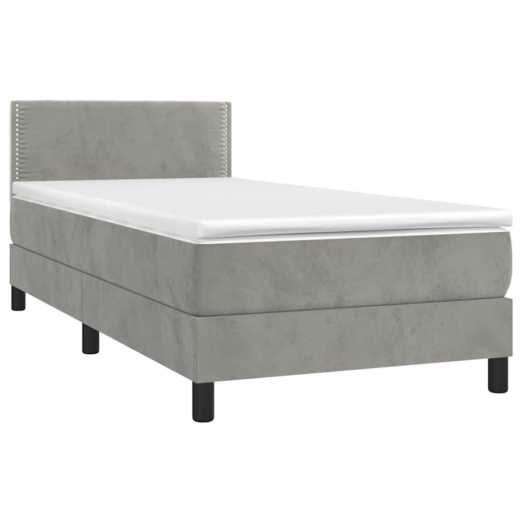 Letto a Molle con Materasso e LED Grigio Chiaro 80x200 cm