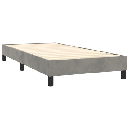 Letto a Molle con Materasso e LED Grigio Chiaro 100x200 cm Velluto | homemem39