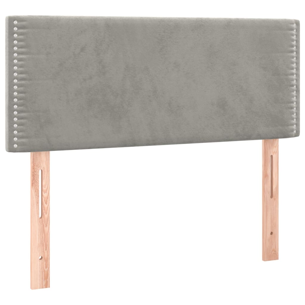 Letto a Molle con Materasso e LED Grigio Chiaro 100x200 cm Velluto | homemem39
