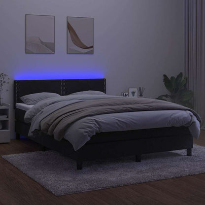 Letto a Molle con Materasso e LED Nero 140x190 cm in Velluto | homemem39
