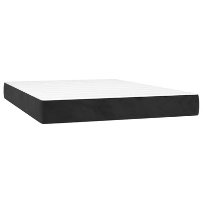 Letto a Molle con Materasso e LED Nero 140x190 cm in Velluto | homemem39