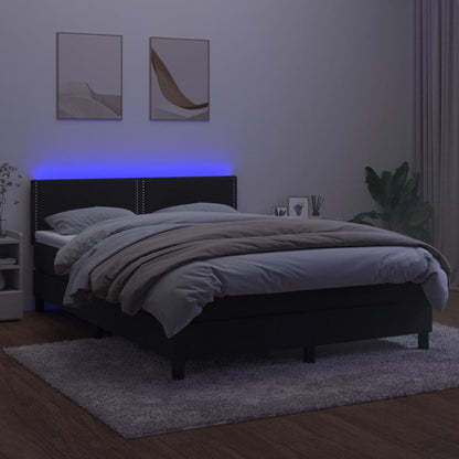 Letto a Molle con Materasso e LED Nero 140x200 cm in Velluto - homemem39