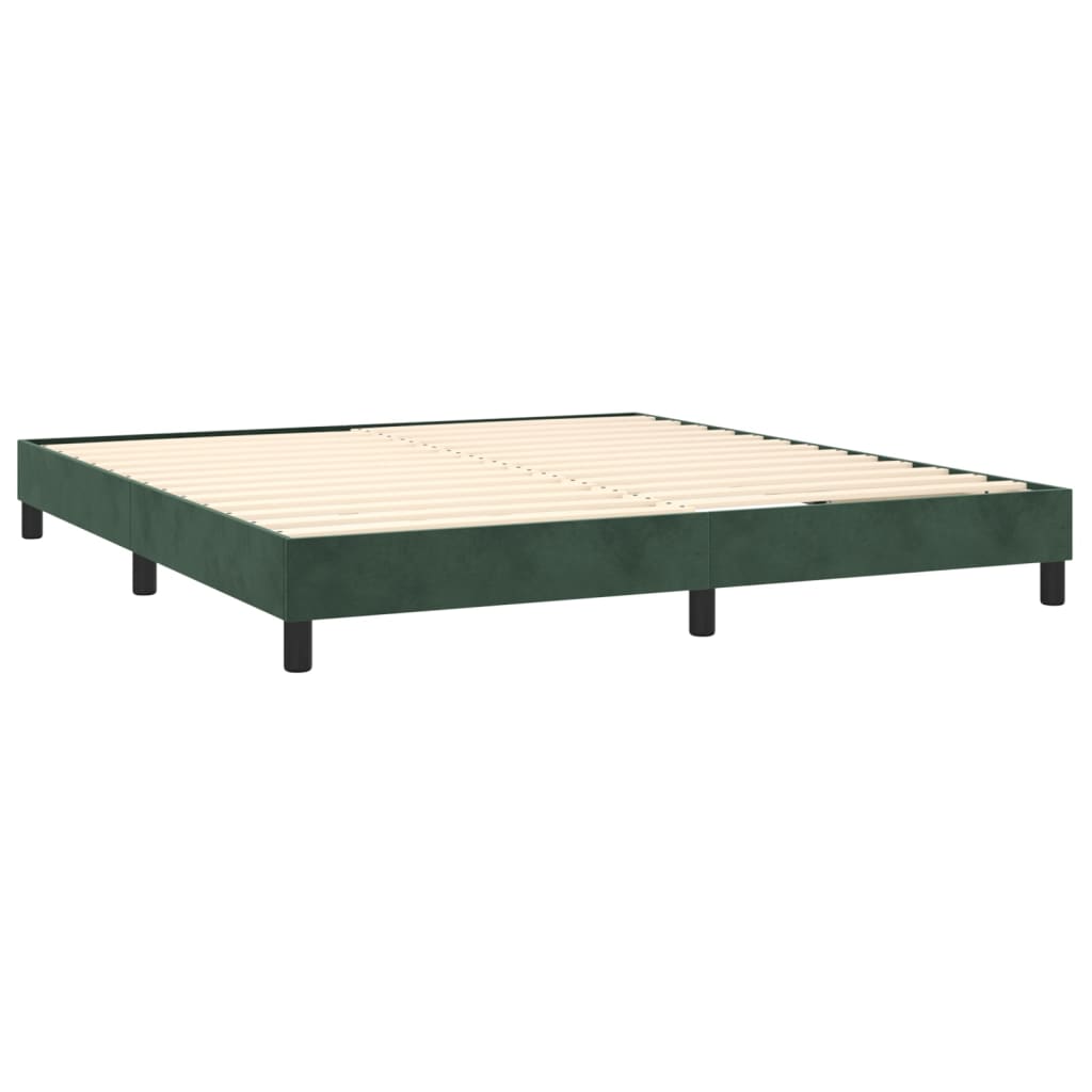 Letto a Molle con Materasso e LED Verde Scuro 180x200cm Velluto - homemem39