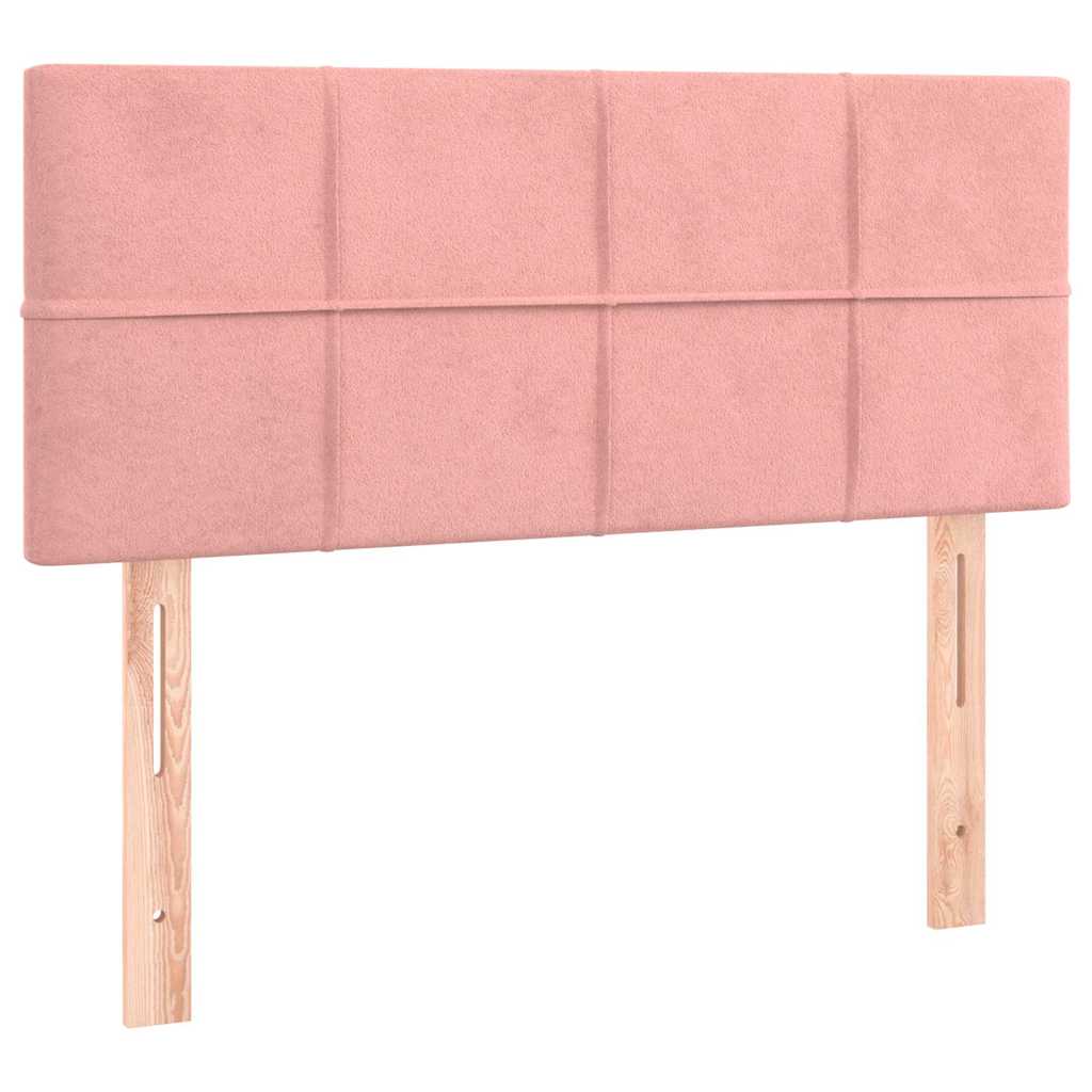 Letto a Molle con Materasso e LED Rosa 90x190 cm in Velluto