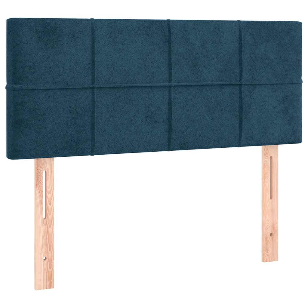 Letto a Molle con Materasso e LED Blu Scuro 90x200cm in Velluto | homemem39