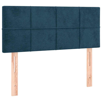 Letto a Molle con Materasso e LED Blu Scuro 90x200cm in Velluto | homemem39