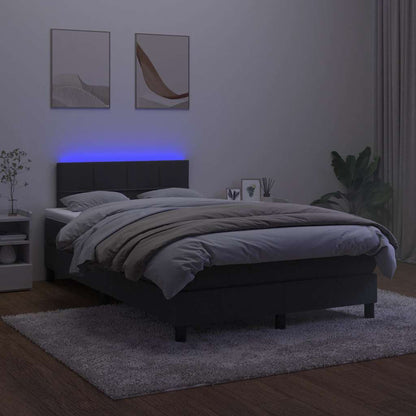 Letto a Molle con Materasso e LED Nero 120x200 cm in Velluto | homemem39