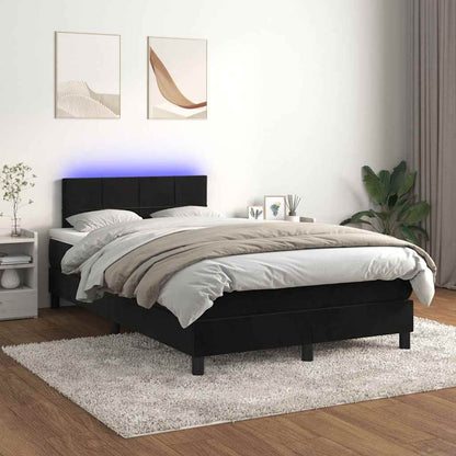 Letto a Molle con Materasso e LED Nero 120x200 cm in Velluto | homemem39