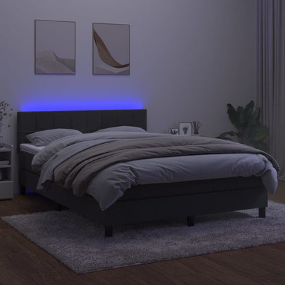 Letto a Molle con Materasso e LED Grigio Scuro 140x190 cm | homemem39