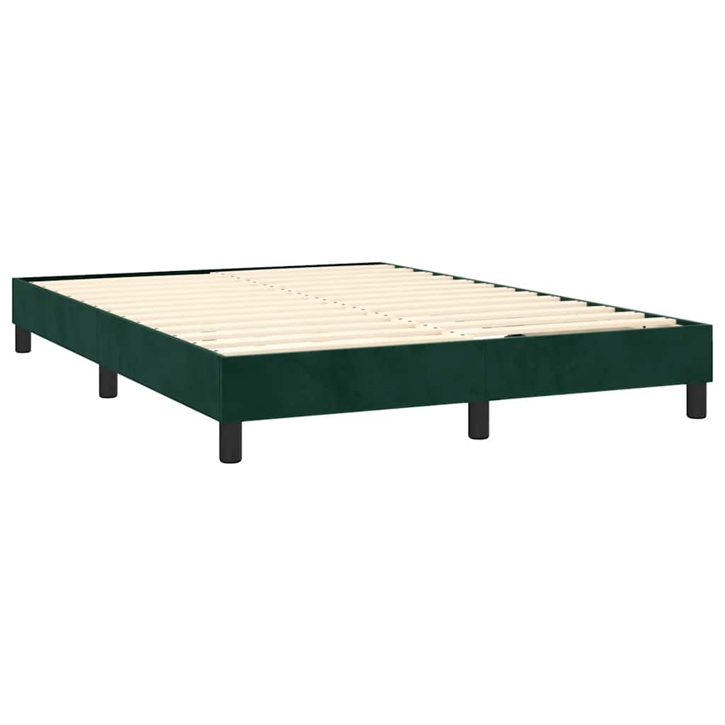 Letto a Molle con Materasso e LED Verde Scuro 140x190cm Velluto | homemem39
