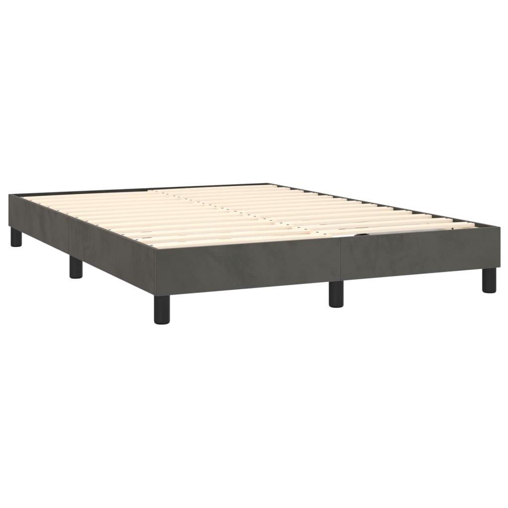 Letto a Molle con Materasso e LED Grigio Scuro 140x200 cm | homemem39