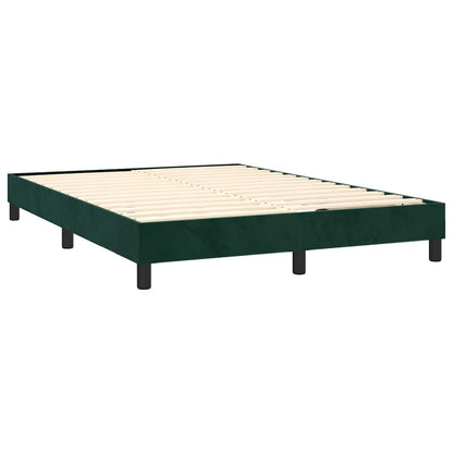 Letto a Molle con Materasso e LED Verde Scuro 140x200cm Velluto