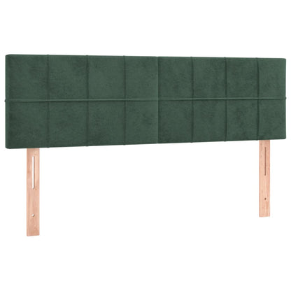 Letto a Molle con Materasso e LED Verde Scuro 140x200cm Velluto