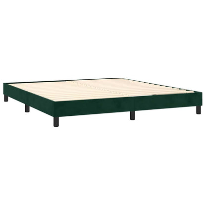 Letto a Molle con Materasso e LED Verde Scuro 160x200cm Velluto
