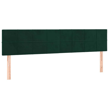 Letto a Molle con Materasso e LED Verde Scuro 160x200cm Velluto