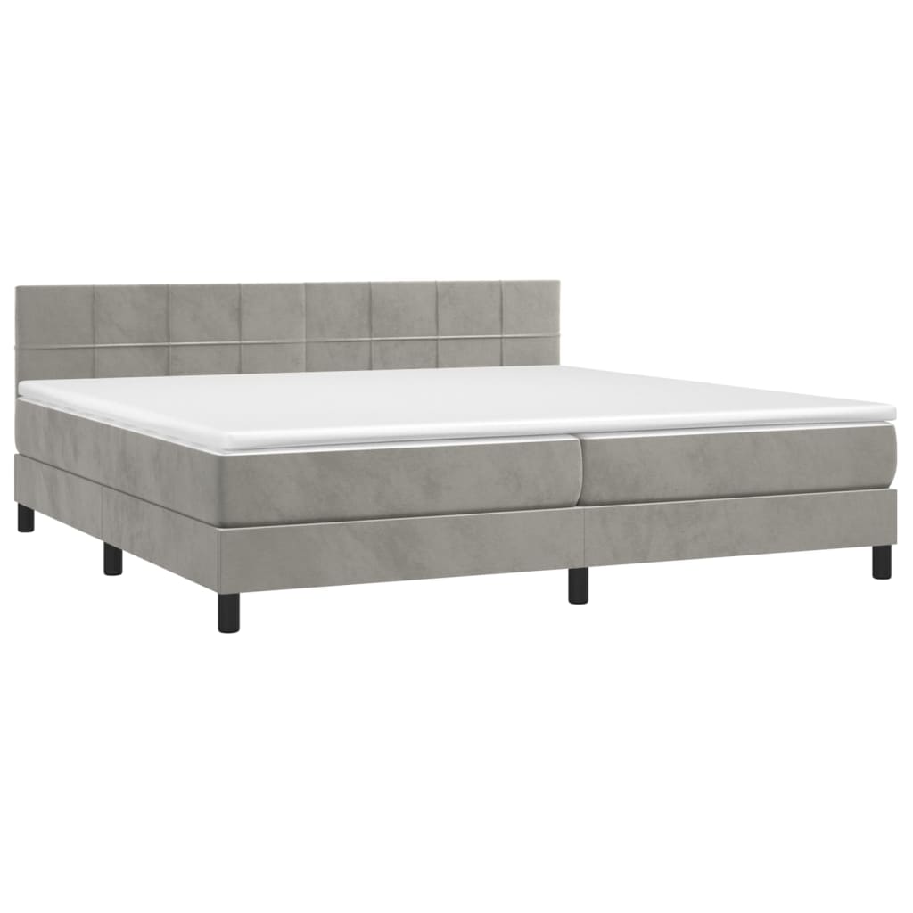 Letto a Molle con Materasso e LED Grigio Chiaro 200x200 cm Velluto | homemem39