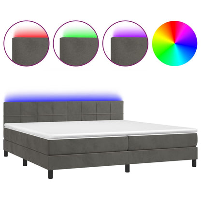 Letto a Molle con Materasso e LED Grigio Scuro 200x200 cm | homemem39