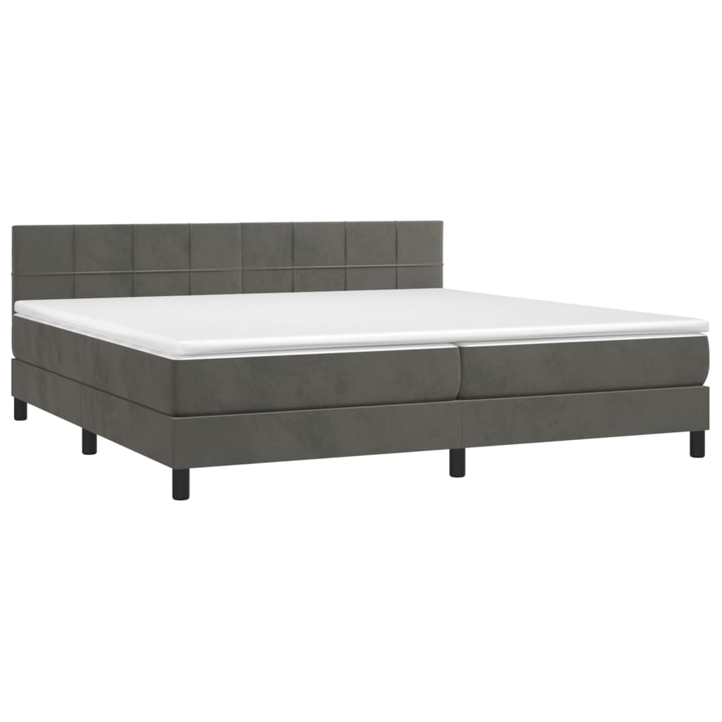 Letto a Molle con Materasso e LED Grigio Scuro 200x200 cm | homemem39