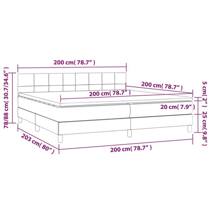 Letto a Molle con Materasso e LED Grigio Scuro 200x200 cm | homemem39
