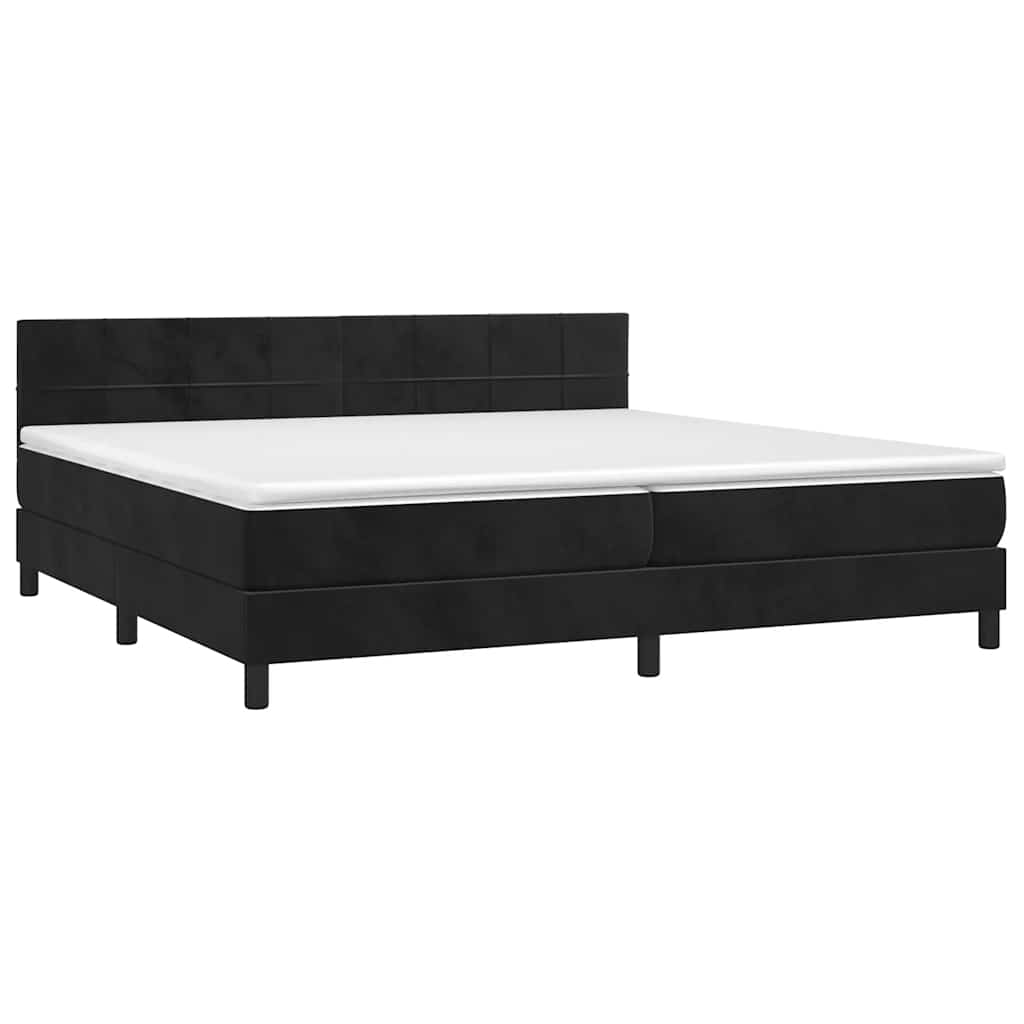 Letto a Molle con Materasso e LED Nero 200x200 cm in Velluto | homemem39