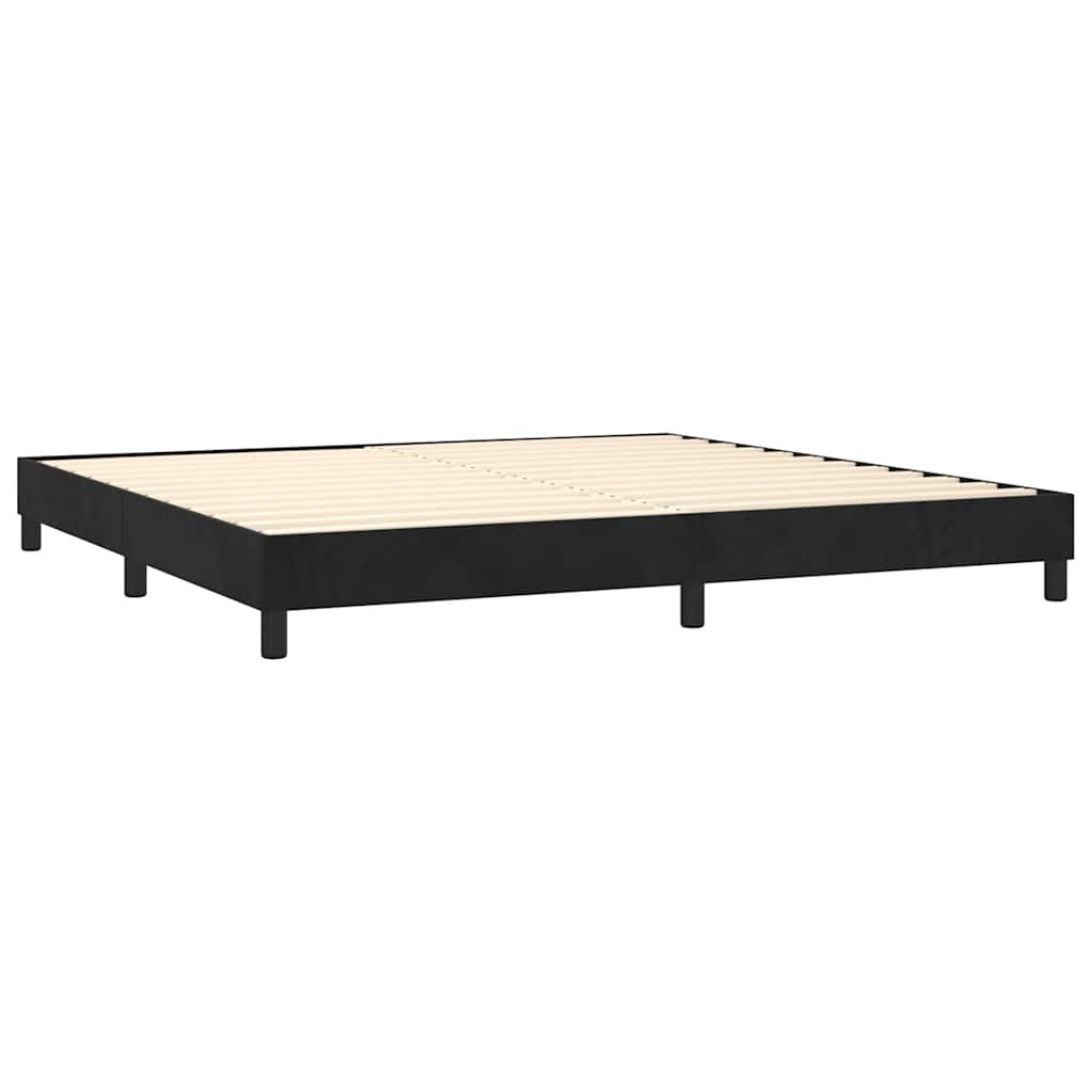 Letto a Molle con Materasso e LED Nero 200x200 cm in Velluto | homemem39