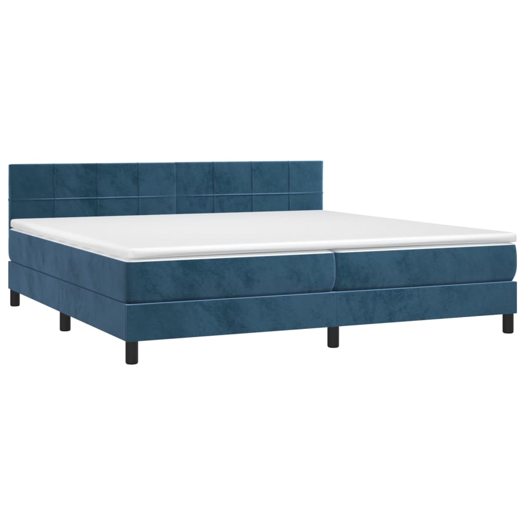 Letto a Molle con Materasso e LED Blu Scuro 200x200 cm - homemem39