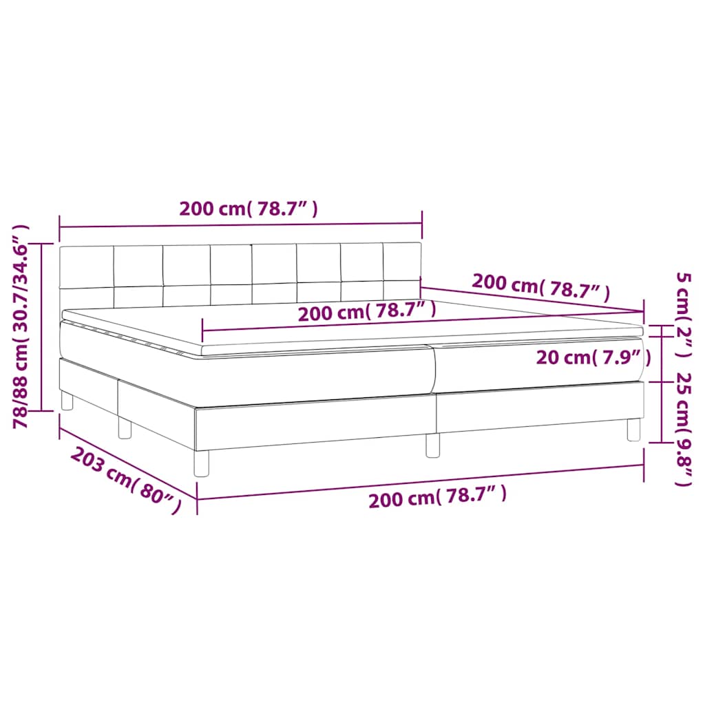 Letto a Molle con Materasso e LED Blu Scuro 200x200 cm | homemem39