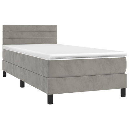 Letto a Molle con Materasso e LED Grigio Chiaro 80x200 cm Velluto | homemem39