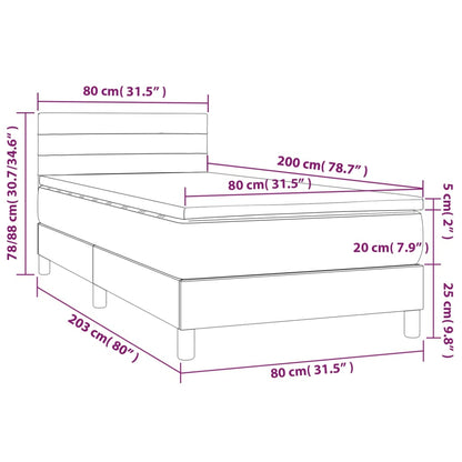 Letto a Molle con Materasso e LED Rosa 80x200 cm in Velluto | homemem39