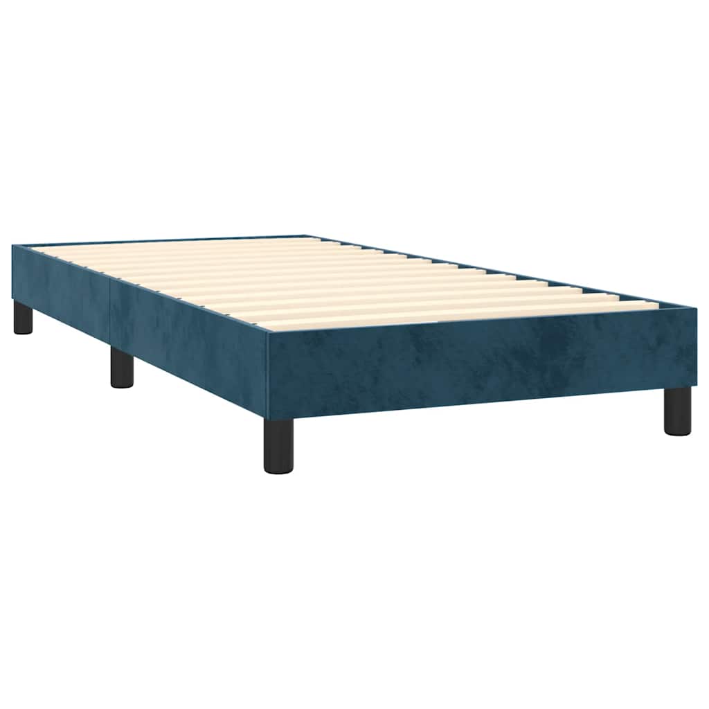 Letto a Molle con Materasso e LED Blu Scuro 90x190cm in Velluto | homemem39