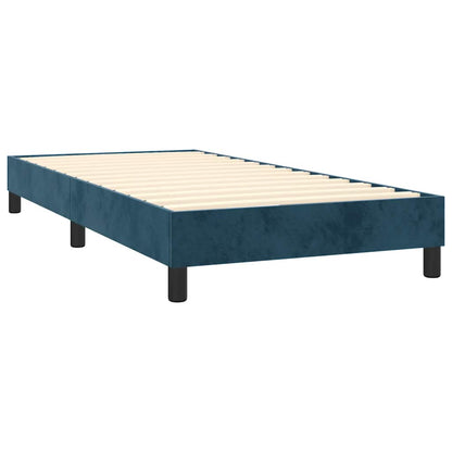 Letto a Molle con Materasso e LED Blu Scuro 90x190cm in Velluto | homemem39