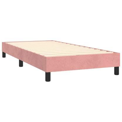 Letto a Molle con Materasso e LED Rosa 90x190 cm in Velluto | homemem39